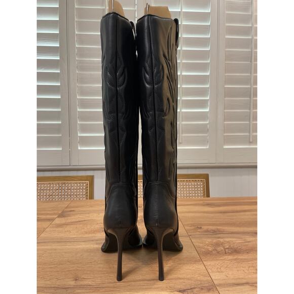Steve Madden Kinzie Stiletto Western Tall Dress Boot Black Leather Size 7.5 NIB - Picture 9 of 16